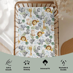 Zooubqchy giraffe design sheet, unisex pattern pairs with any nursery theme.