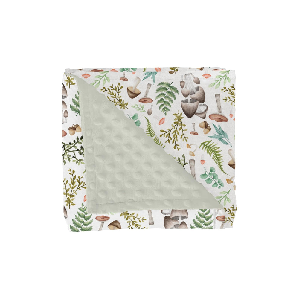 ZoUbqchY vintage mushroom forest blanket front view, soft plush for gentle sleep