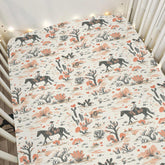ZoUbqchY vintage western cowgirl love crib sheet with pink horse print for cozy sleep
