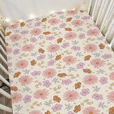 ZoUbqchY vintage wildflowers butterflies crib sheet close-up fabric, soft and breathable.