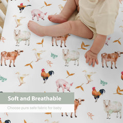 Zooubqchy cow-illustration sheet suits gender-neutral nurseries with gentle, durable fabric