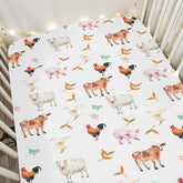 Zooubqchy watercolor farm animals pig crib sheet offers cozy sleep surface for baby