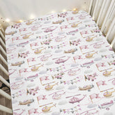 ZoUbqchY watercolor pink airplanes crib sheet adds cozy bedtime ambiance.