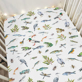 ZoUbqchY outdoor wildlife pond mallard pattern crib sheet, soft and breathable.