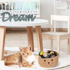 Zopeal cat basket features a playful cat-face design for charming storage.