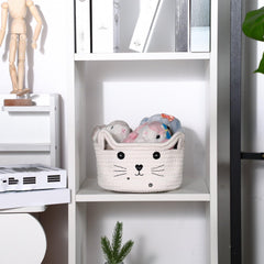Zopeal cat basket with cat-face design adds charm to any room.