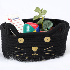 Zopeal cat basket with ears and face, ideal for toy storage and decor