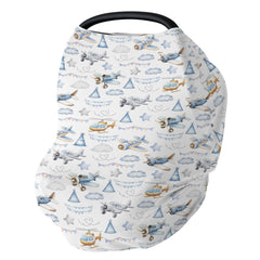 ZoUbqchy airplanes-helicopters watercolor cover protects baby in car seats with stylish design.