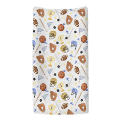 ZoUbqchY changing pad cover featuring football stars design for lively nursery decor