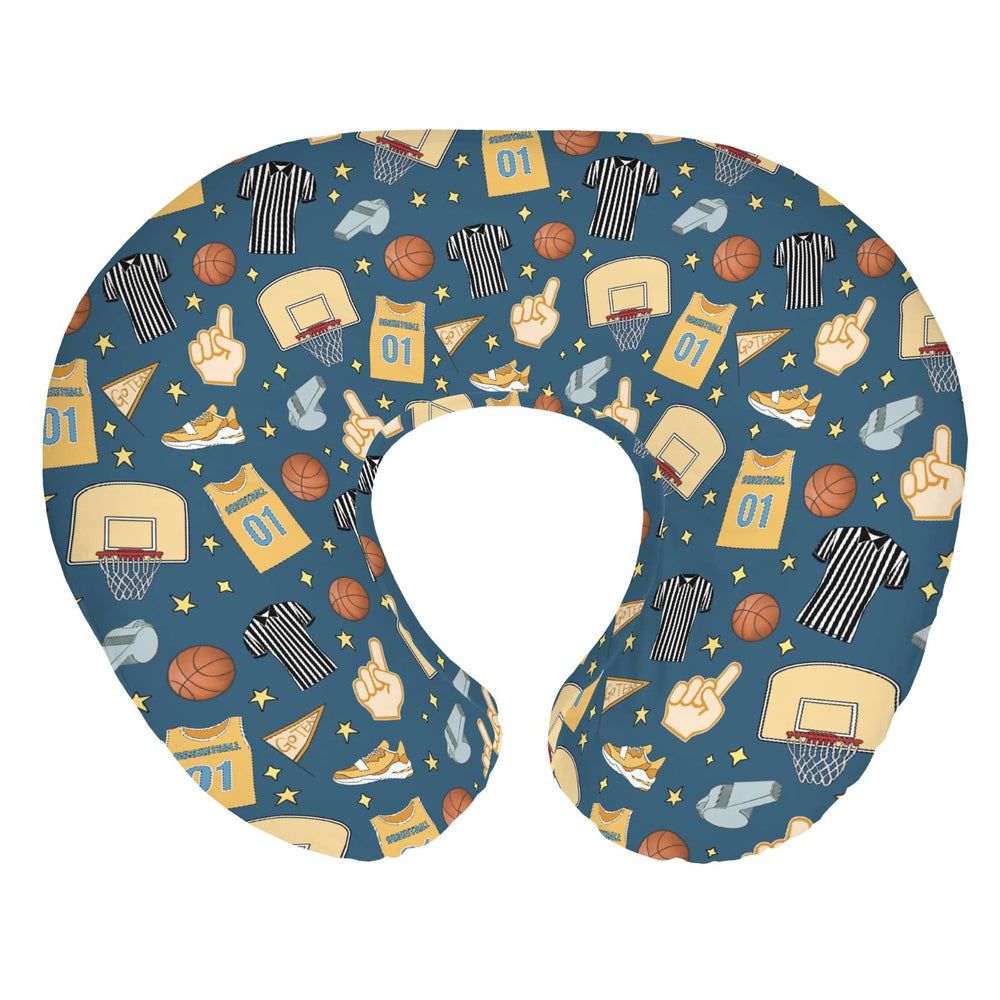 ZoUbqchY basketball-design nursing pillow cover shown as nursery decor and feeding comfort