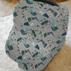 ZoUbqchY nursing cover in Boho Mountains design for discreet feeding