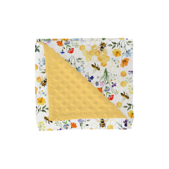 ZoUbqchY boho wildflower honeycomb blanket showing soft plush front and dotted back for infant comfort