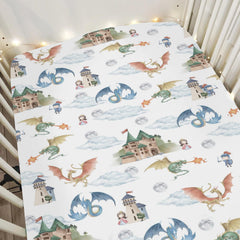 ZoUbqchY fairytale dragon crib sheet with dragon motif for cozy sleep