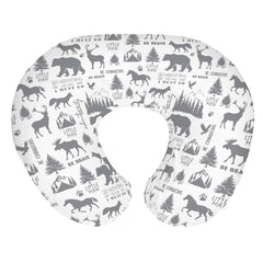 ZoUbqchY gray animals nursing pillow cover with deer pattern for nursery decor and comfort