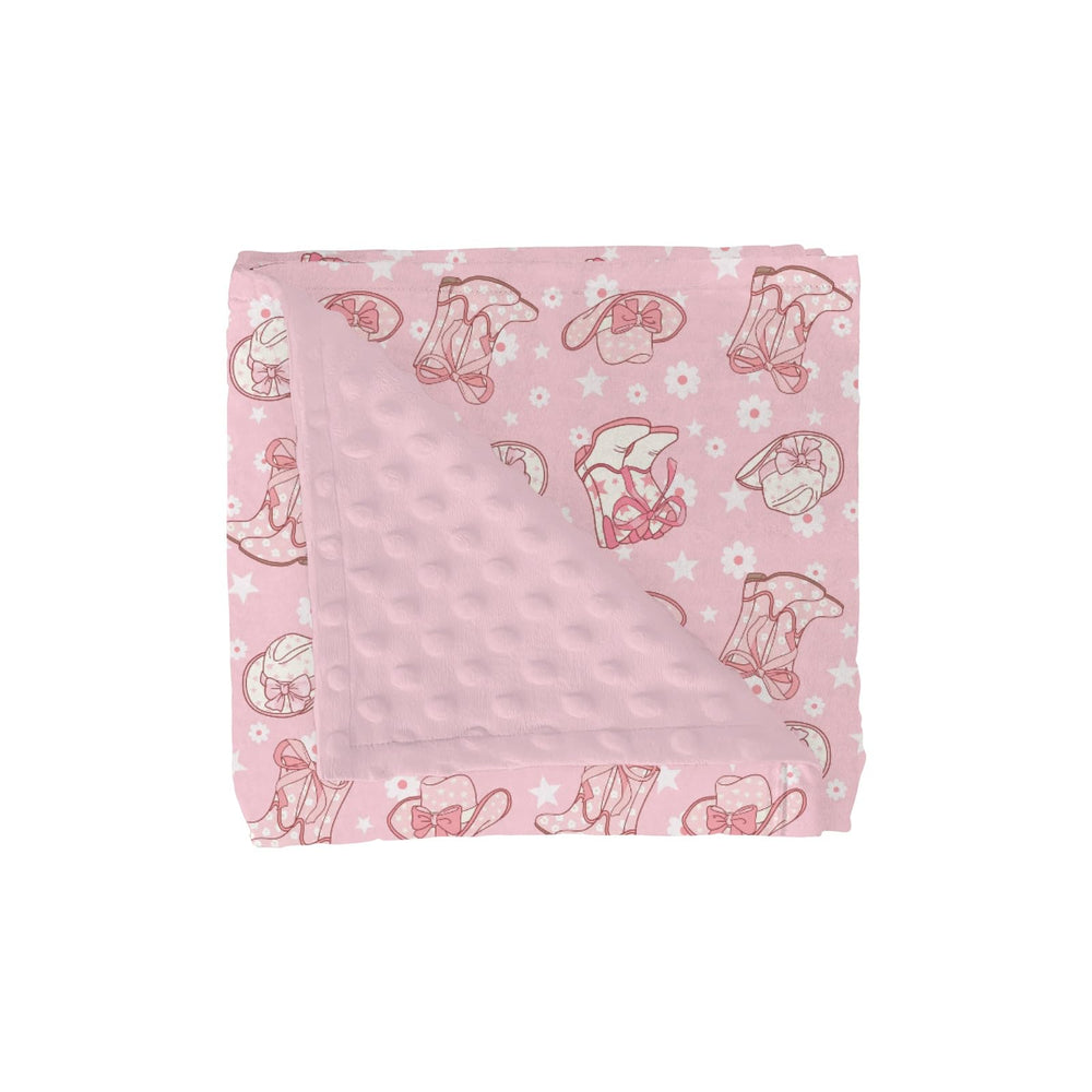 ZoUbqchY pink floral bows blanket showcases a cozy front and warm backing for baby comfort.