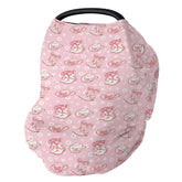 ZoUbqchY pink floral bows car seat cover for privacy and airflow during outings.
