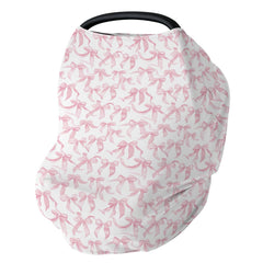 ZoUbqchy pink valentines bows car seat cover showing versatile baby protection.