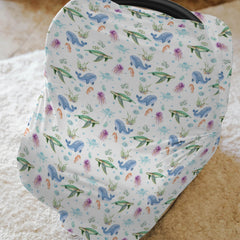 ZoUbqchY sea horse car seat cover offers quick nursing privacy.