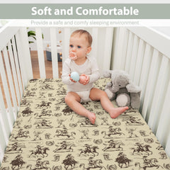 ZoUbqchY vintage cowboy crib sheet with guitar accent, cozy for bedtime routines
