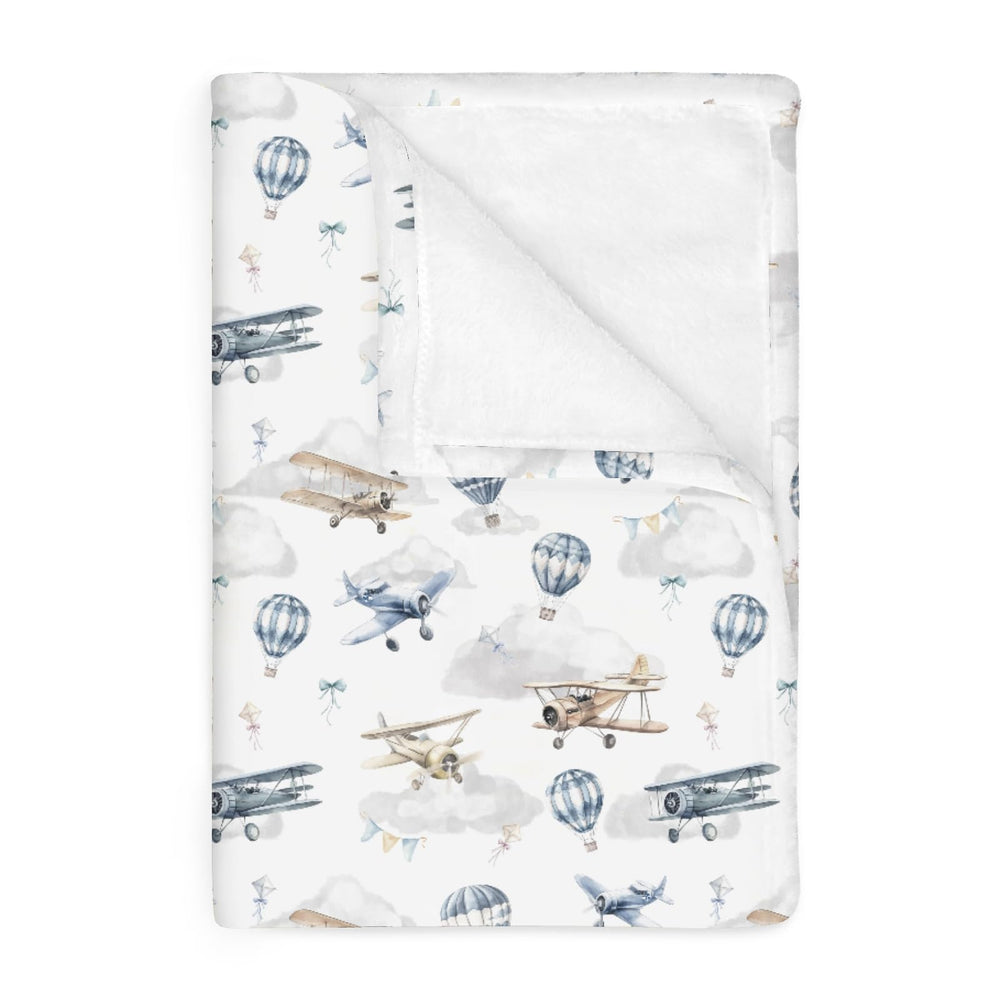 ZoUbqchY Vintage Planes Blanket with planes and balloons for nursery comfort.