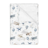 ZoUbqchY Vintage Planes Blanket with planes and balloons for nursery comfort.