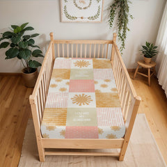 ZoUbqchY Vintage Sun crib sheet with snug 28x52 fit.