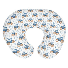 ZoUbqchY watercolor blue tractors nursery cover adds playful farm style to baby's pillow