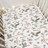 ZoUbqchY wild animals hunting crib sheet with mallard duck print offers cozy nursery ambiance.