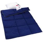 ZPECC toddler comforter blue stripe shown in front view for crib sleep
