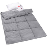 ZPECC toddler comforter in grey stripe, ideal for crib naps and stroller outings.