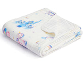 ZPECC unicorn muslin blanket fold shows soft, breathable fabric for on-the-go comfort.