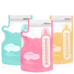 Zuccube Bebe breastmilk bag with pour spout for easy portioning during feeding.