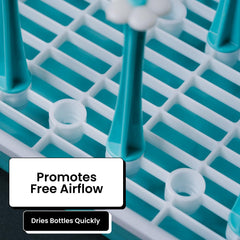 Zunee Baby Bottle Drying Rack showcasing parts and nipples organized for easy reassembly