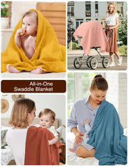 Nursery scene with Zurlefy blue muslin blanket on crib for cozy moments.