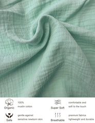 ZURLEFY light blue bassinet sheet on mattress with snug elastic edge.