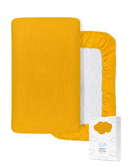 ZURLEFY soft cotton yellow crib sheet on a standard crib mattress for gentle sleep