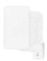 ZURLEFY white crib sheet with elastic corners for a snug fit.