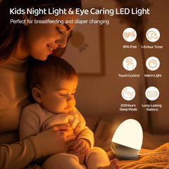 ZUZUKID Touch Egg Night Light tap control — quick on/off with a double-tap for convenience