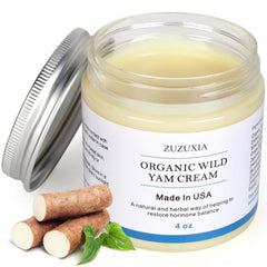Zuzuxia Wild Yam Cream jar front showing balance-support formula for daily use.