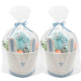 ZWHTB Easter basket blue bunny ears for kid-friendly egg hunts.