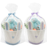 ZWHTB Easter basket with blue bunny ears, ready for kids' egg hunts.