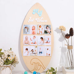ZZDCMS First Wave Baby Photo Board with surfboard design for monthly memories