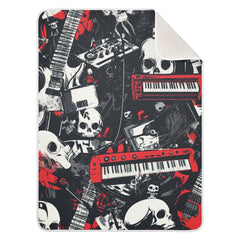 ZZKKO Punk Rock Skull Baby Blanket front view shows soft cotton blend for cozy naps.