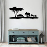 ZzMY African Safari wall decal with elephant scene for nurseries and playrooms
