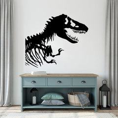 ZzMY Dinosaur wall decal T-Rex in black adds a playful focal point to a child's room.