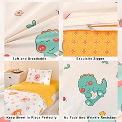 ZZRSSSLC dinosaur-pattern close-up, vibrant colors brighten nursery decor.