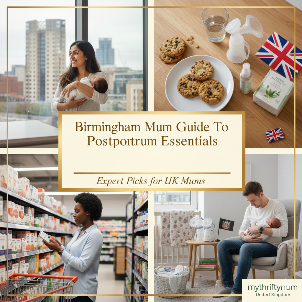 Birmingham postpartum essentials guide showing recovery supplies, C-section care items and comfort products for new mums