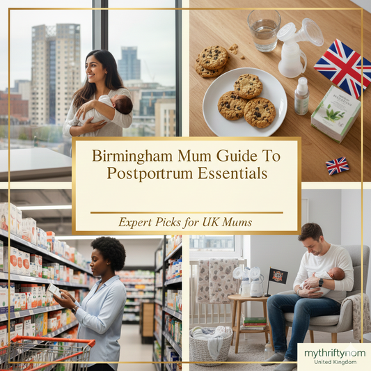 Birmingham postpartum essentials guide showing recovery supplies, C-section care items and comfort products for new mums
