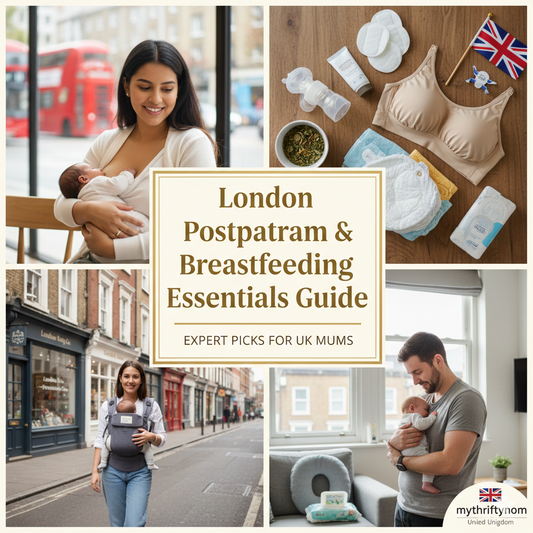 London postpartum and breastfeeding guide featuring recovery essentials, C-section care, breast pumps, nursing supplies and comfort items