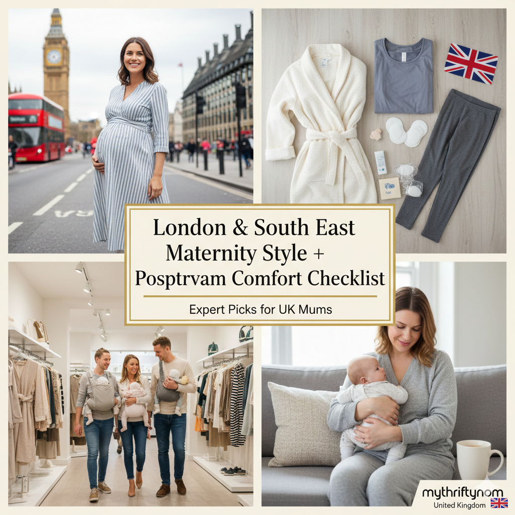London maternity style guide featuring trendy pregnancy clothing, nursing-friendly tops, postpartum comfort essentials and breastfeeding supplies for South East families